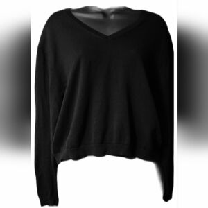 J. Crew Black V-Neck Sweater Medium Business Classic
